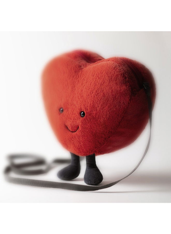Jellycat حقيبة قلب أميوزابلز 15 سم - حقيبة كروس بودي حمراء ناعمة على شكل قلب مع وجه مبتسم للأطفال، هدايا واستخدام يومي - Image 3